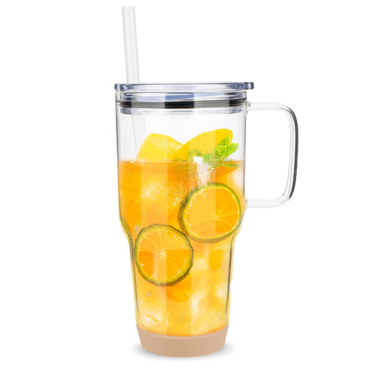 32oz Handle High Borosilicate Glasses Large Capacity Car Cup With Straw